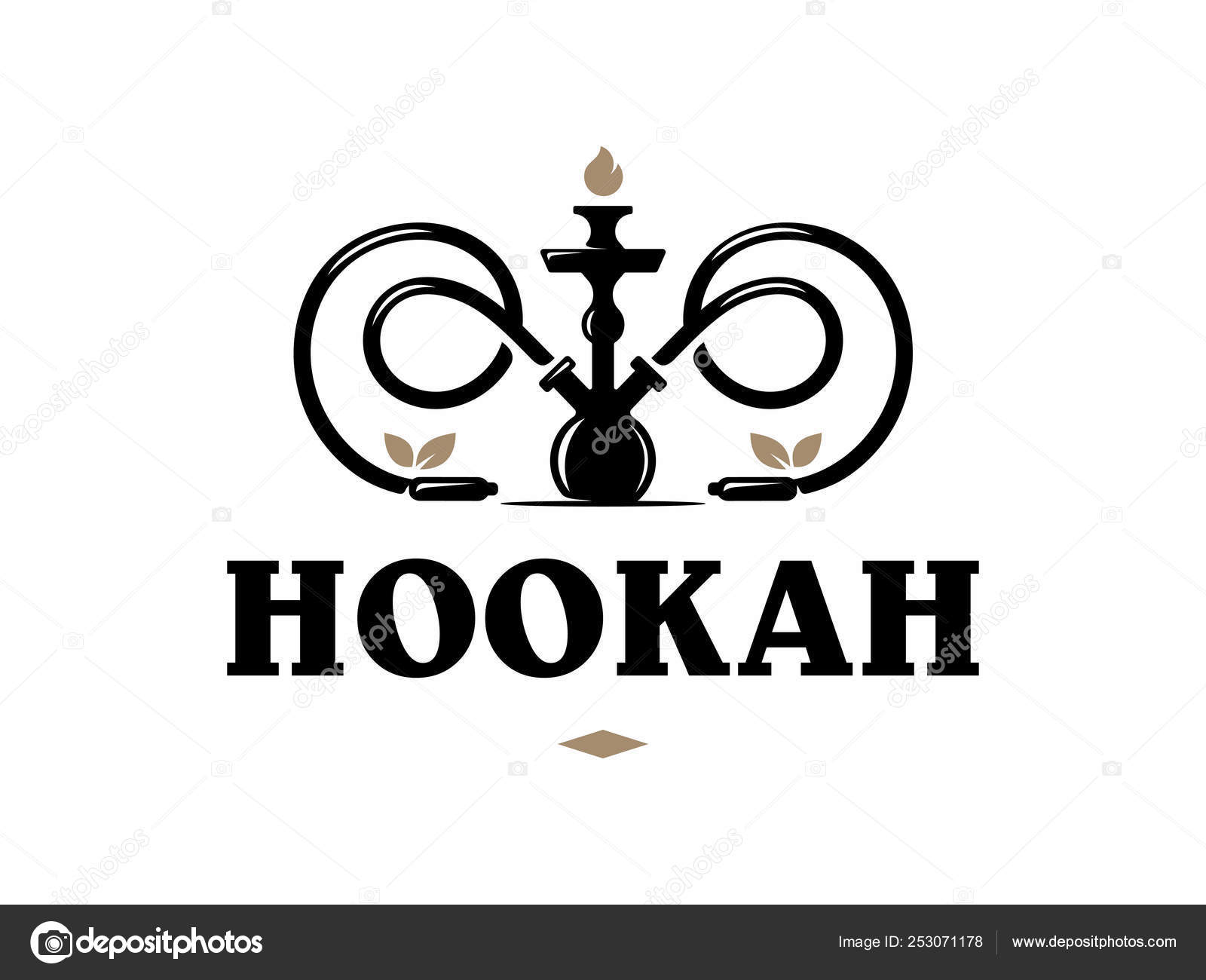 Modern professional logo hookah in gold and white theme Stock Vector