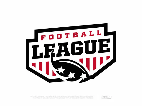 Moderno emblema profesional de la liga de fútbol americano en tema rojo y blanco — Vector de stock