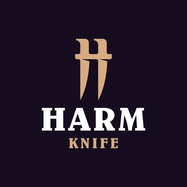 Logotipo profissional moderno H faca de dano em ouro e tema preto —  Vetores de Stock