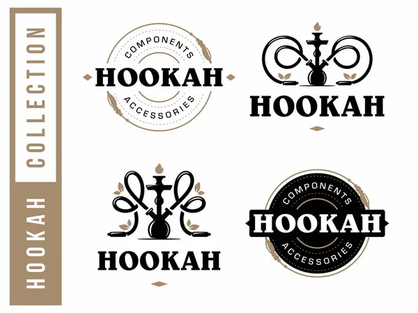 Modern professional logo set hookah in gold and white theme — Stock Vector