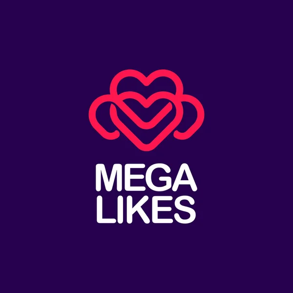Nowoczesne, profesjonalne logo mega lubi w fioletowy i różowy motyw — Wektor stockowy