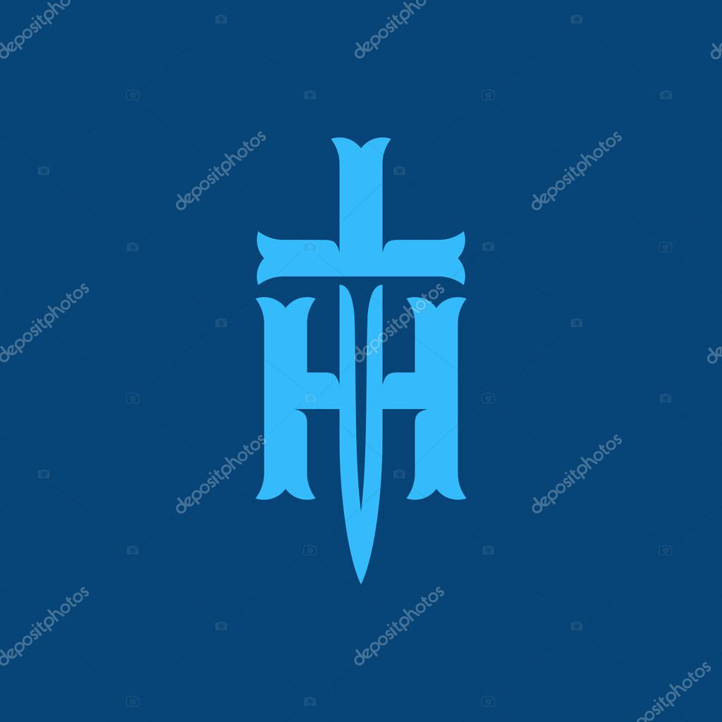 Modern professional logo H knife in blue theme.