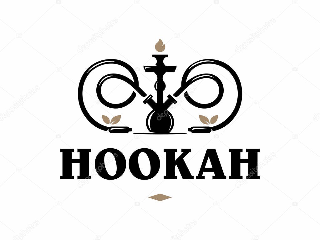 Modern professional logo hookah in gold and white theme