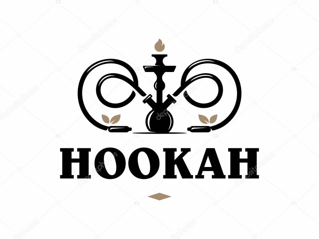 Modern professional logo hookah in gold and white theme.