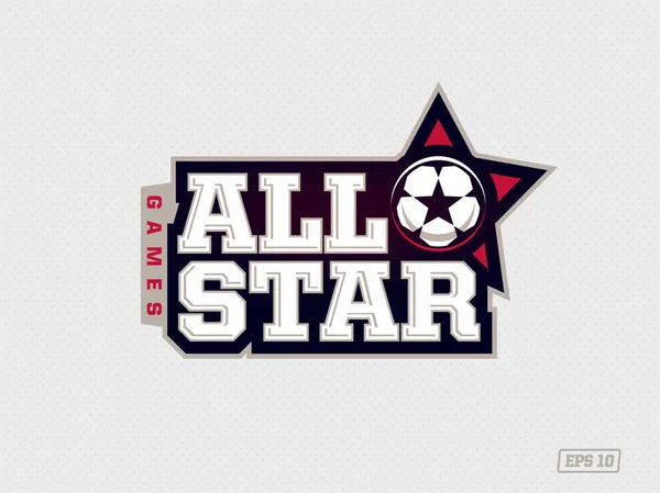 Emblema profesional moderno todas las estrellas para el juego de fútbol en tema rojo — Archivo Imágenes Vectoriales