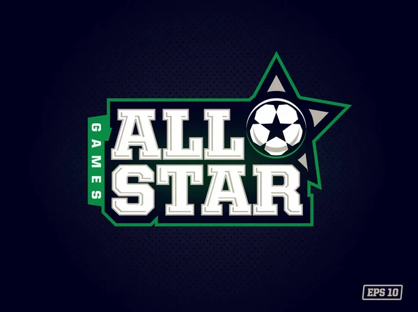 Emblema profesional moderno todas las estrellas para el juego de fútbol en tema verde — Archivo Imágenes Vectoriales