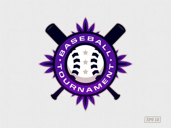 Emblema profesional moderno para el torneo de béisbol en tema púrpura — Vector de stock