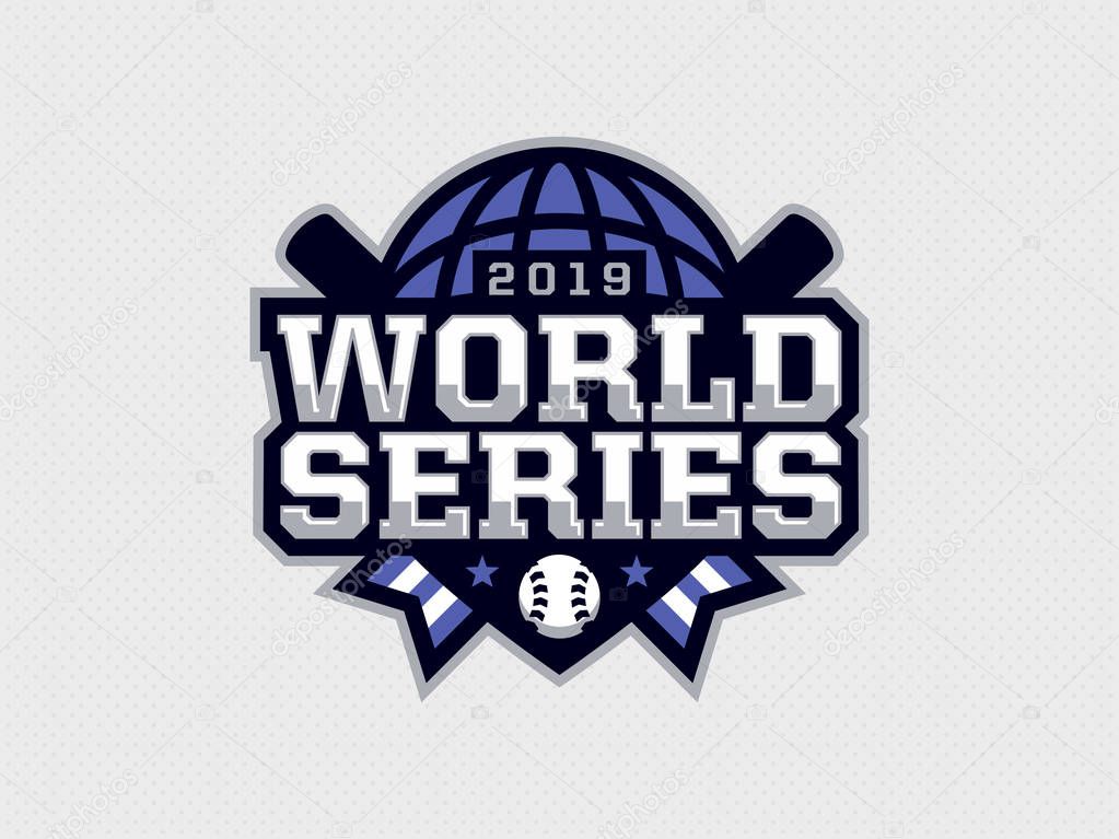 Modern professional emblem logo world series for baseball games.