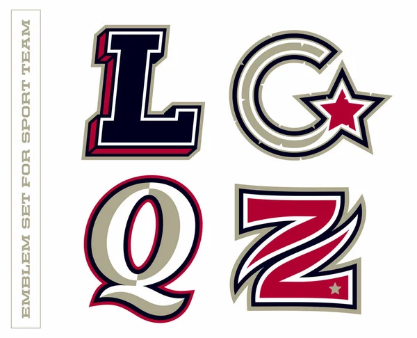 Современные профессиональные буквенные эмблемы для спортивных команд. L G Q Z буква — стоковый вектор