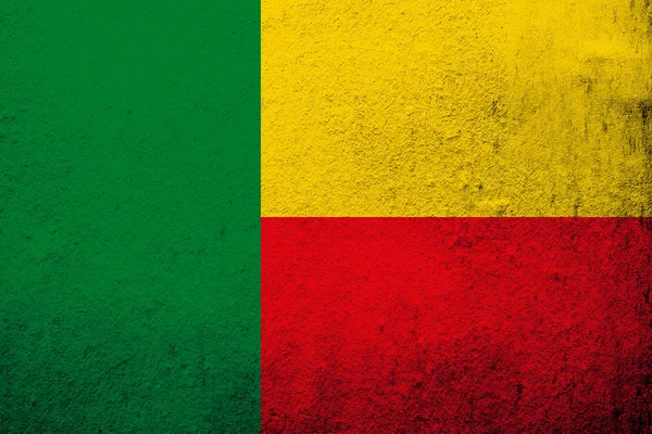 Republiken Benin National Flagga Grunge Bakgrund — Stockfoto