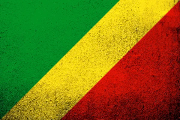 Bandera Nacional República Del Congo Congo Brazzaville Grunge Fondo — Foto de Stock
