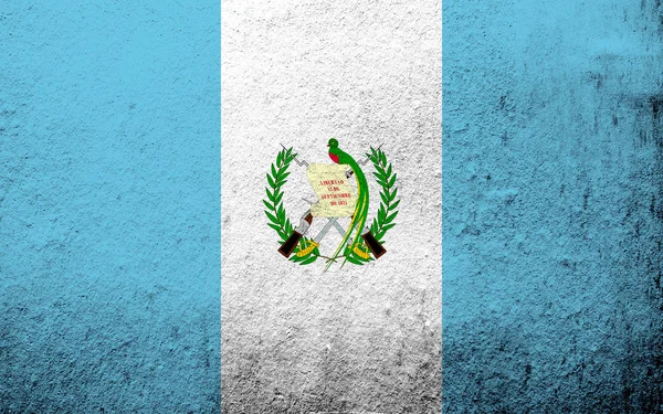 Республіка Ґватемала Національний Прапор Azuliblanco Гербом Гранж Фону — стокове фото