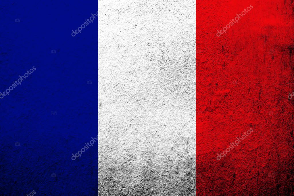 The national flag of France. Grunge background