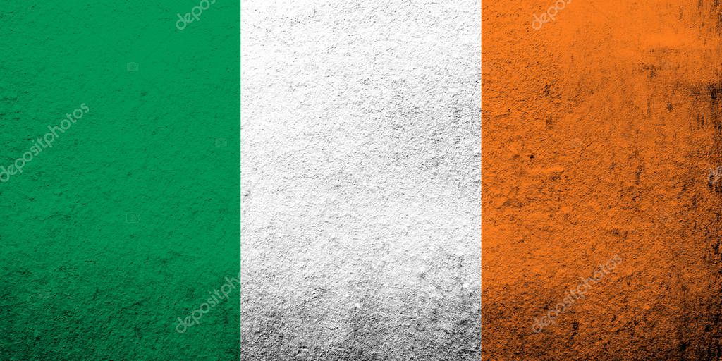 The Republic of Ireland National flag. Grunge background