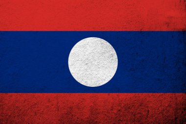 Lao People's Demokratik Cumhuriyeti (Laos) ulusal bayrak. Grunge arka plan