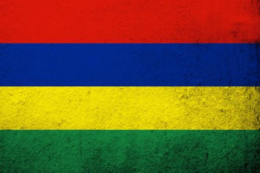 Mauritius Cumhuriyeti ulusal bayrak. Grunge arka plan