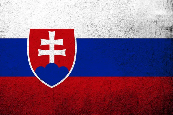 Bandeira Nacional Eslováquia República Eslovaca Fundo Grunge — Fotografia de Stock