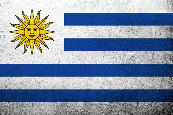 Oriental Republiken Uruguay Flagga Sun Och Stripes Grunge Bakgrund — Stockfoto