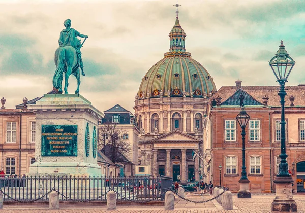 Blick Auf Die Frederiker Kirche Marmorkirche Und Frederik Pferd Kopenhagen — Stockfoto