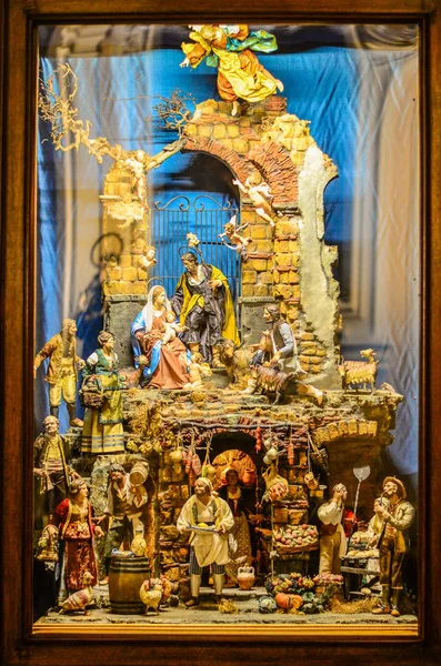 Scena Tradițională Italiană Handmade Nașterii Presepe — Fotografie, imagine de stoc