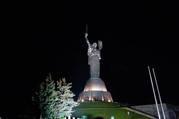 Escultura Del Monumento Madre Patria Kiev Por Noche Parte Del —  Fotos de Stock