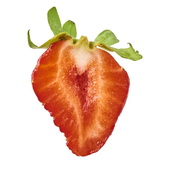 Slice Fresh Tasty Ripe Strawberry Isolated White Background — Stock Photo, Image