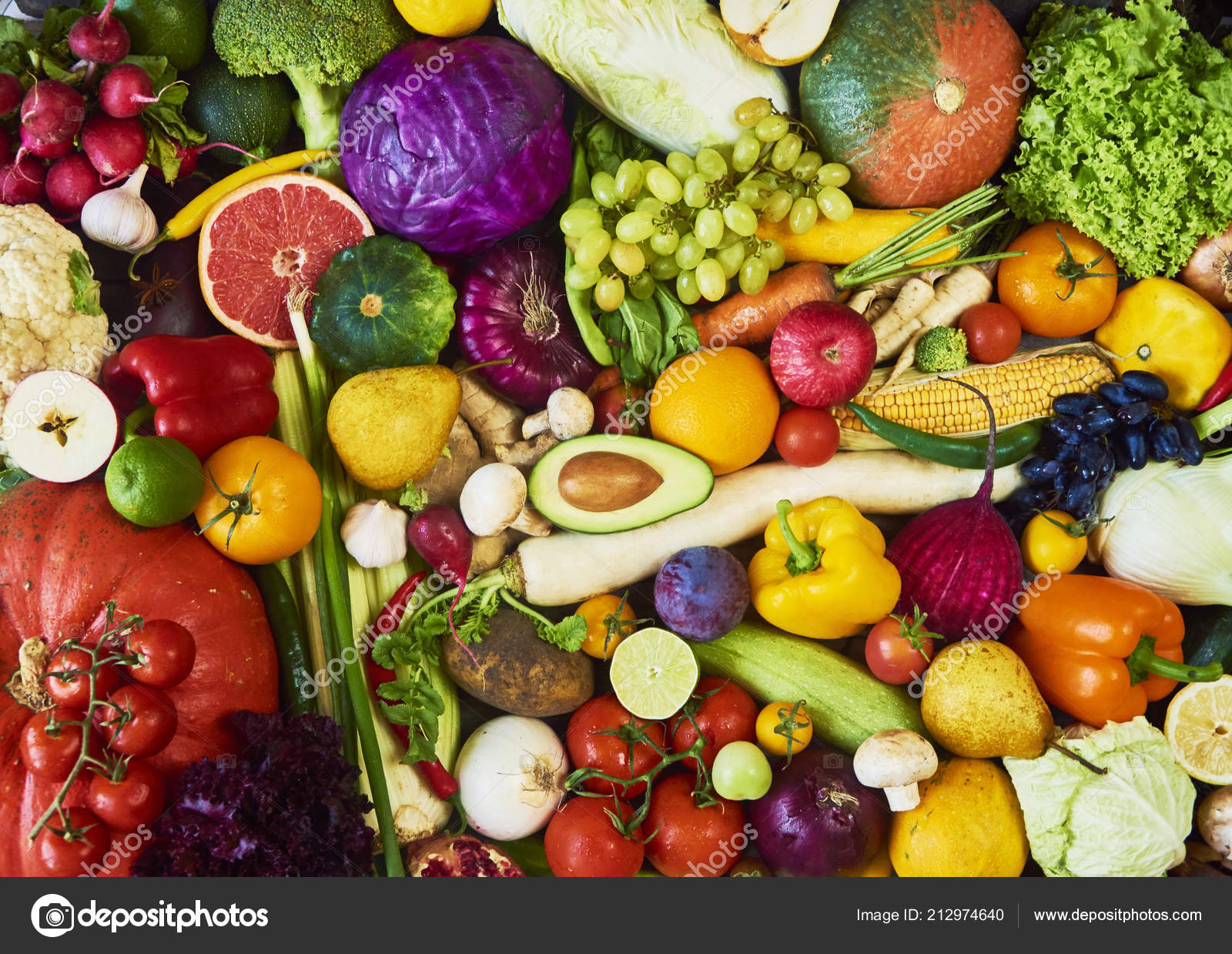 Assortment Fresh Fruits Vegetables Stock Photo By ©agavestudio 212974640
