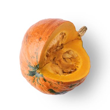 Taze organik Turuncu kabak olmadan tek parça beyaz arka plan üzerinde izole