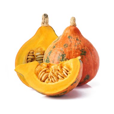 Taze organik Turuncu kabak beyaz arka plan üzerinde izole