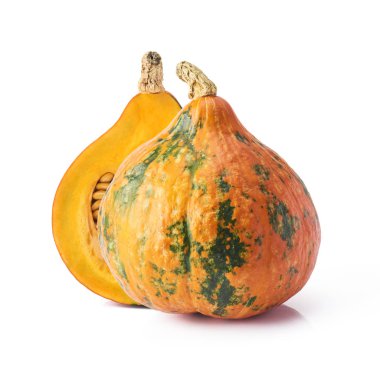 Taze organik Turuncu kabak beyaz arka plan üzerinde izole