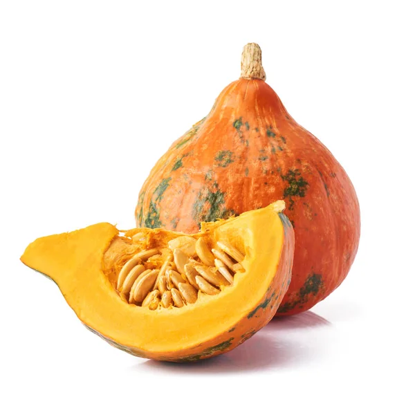 Calabazas Frescas Naranja Orgánica Aisladas Sobre Fondo Blanco —  Fotos de Stock