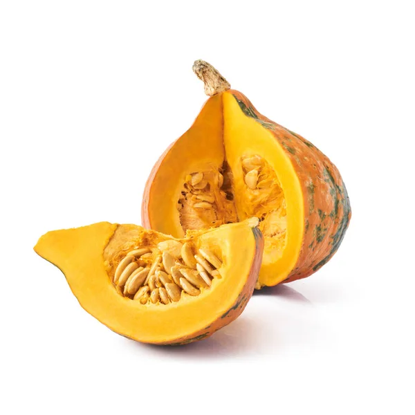 Calabazas Frescas Naranja Orgánica Aisladas Sobre Fondo Blanco —  Fotos de Stock