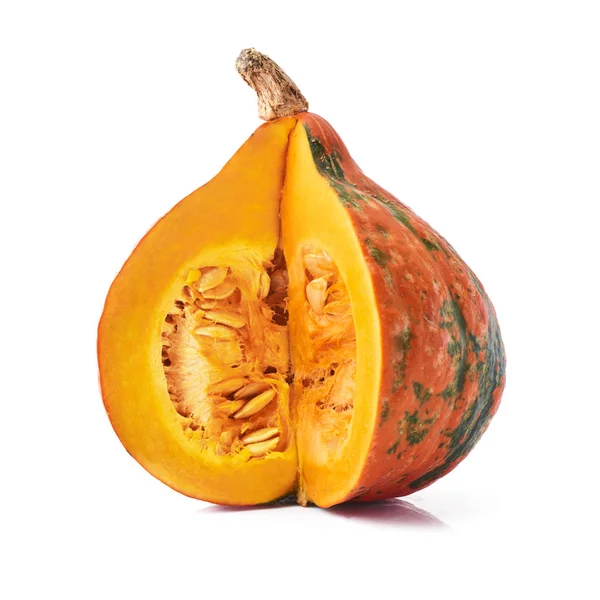 Calabaza Fresca Naranja Orgánica Sin Una Sola Pieza Aislada Sobre —  Fotos de Stock