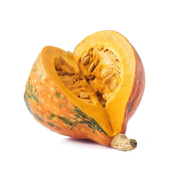Calabaza Fresca Naranja Orgánica Sin Una Sola Pieza Aislada Sobre — Foto de Stock
