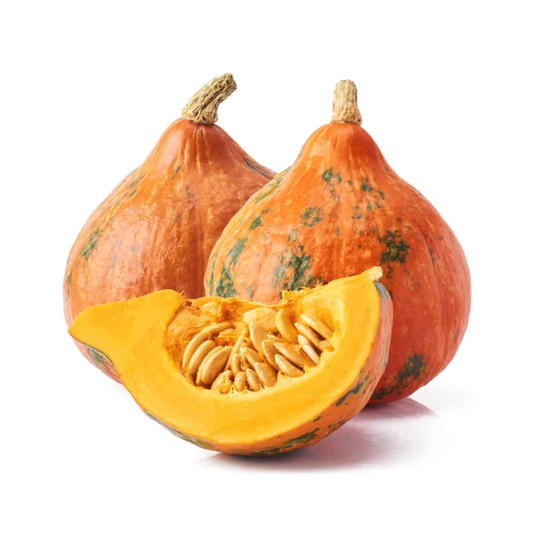 Frische Orange Bio Kürbisse Isoliert Auf Weißem Hintergrund — Stockfoto