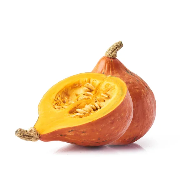 Calabazas Frescas Naranja Orgánica Aisladas Sobre Fondo Blanco —  Fotos de Stock