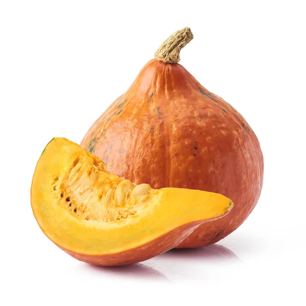 Calabazas Frescas Naranja Orgánica Aisladas Sobre Fondo Blanco — Foto de Stock