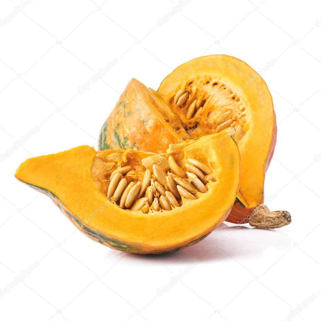Fresh organic orange Pumpkins isolated on white background