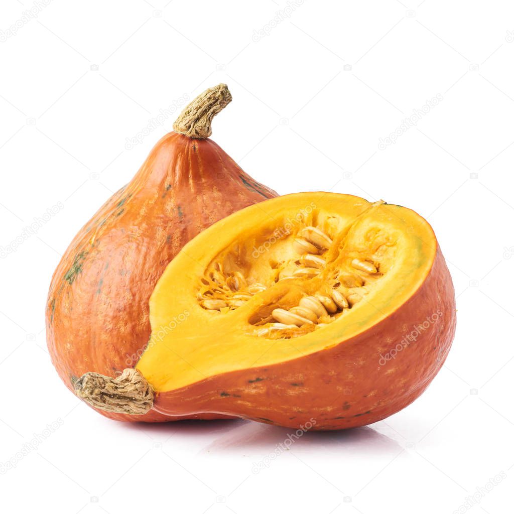 Fresh organic orange Pumpkins isolated on white background