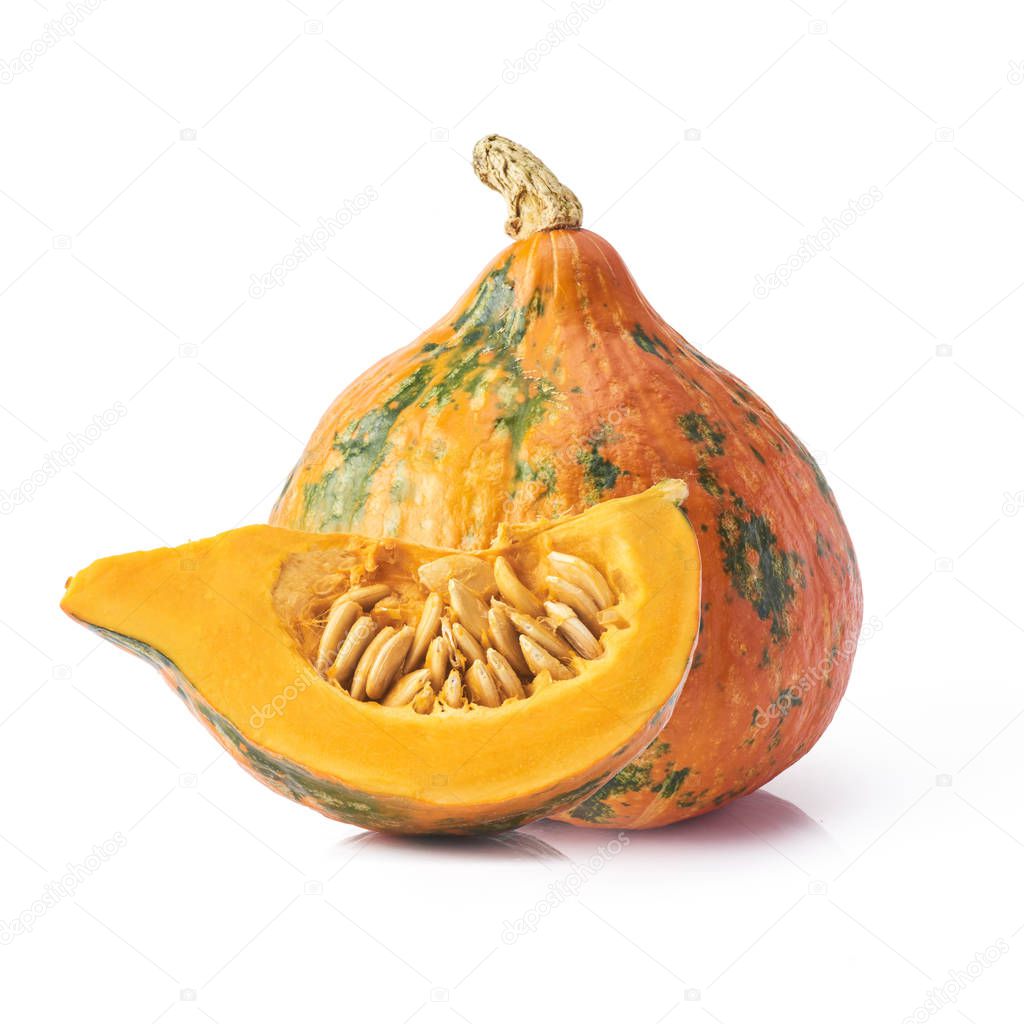 Fresh organic orange Pumpkins isolated on white background