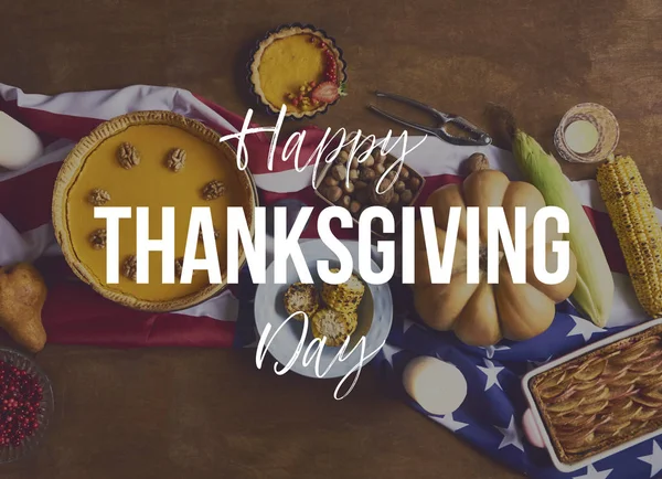 High Angle View Table Served Thanksgiving Dinner Fam — Stock Photo, Image