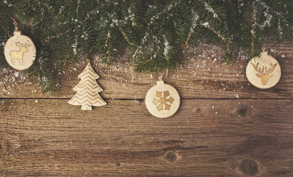 Fondo Navidad Árbol Navidad Sobre Tabla Madera — Foto de Stock