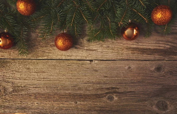 Weihnachtlicher Hintergrund Weihnachtsbaum Über Holzbrett — Stockfoto