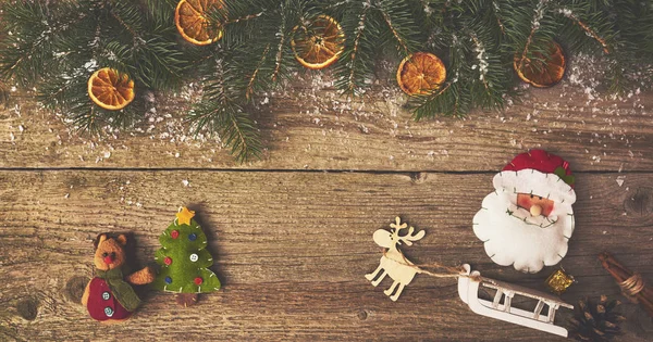 Arbre Noël Avec Décoration Sur Table Bois — Photo