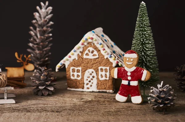 Fondo Navidad Los Hombres Jengibre Navidad Casa —  Fotos de Stock