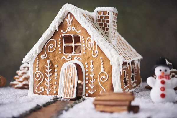 Hjemmelaget Pepperkakehus Julekonsept – stockfoto