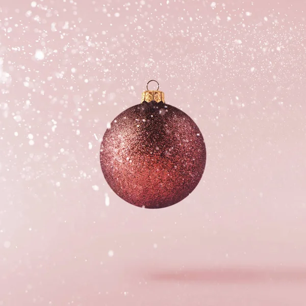 Christmas Concept Creative Christmas Conception Made Falling Air Shiny Bauble — Stock Photo, Image