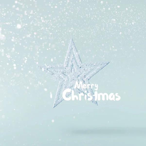 Kerst Concept Creatieve Kerstmis Conception Gemaakt Door Omvallen Blauwe Achtergrond — Stockfoto