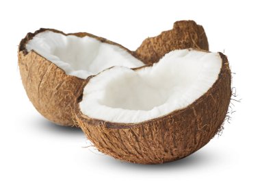 Beyaz arka plan üzerinde izole taze olgunlaşmış hindistancevizi