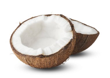 Beyaz arka plan üzerinde izole taze olgunlaşmış hindistancevizi